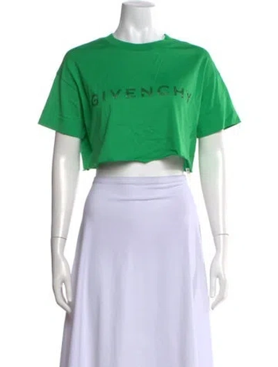 Pre-owned Givenchy Graphic Print Crew Neck Crop Top In Green