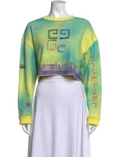 Pre-owned Givenchy Graphic Print Crew Neck Crop Top In Green