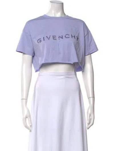 Pre-owned Givenchy Graphic Print Crew Neck Crop Top In Purple