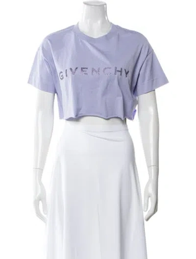 Pre-owned Givenchy Graphic Print Crew Neck Crop Top In White