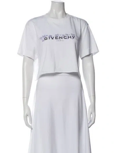 Pre-owned Givenchy Graphic Print Crew Neck Crop Top In White