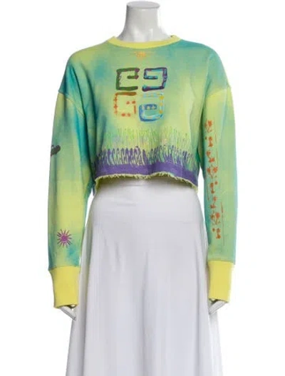 Pre-owned Givenchy Graphic Print Crew Neck Crop Top In Yellow