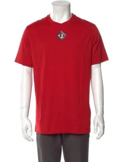 Pre-owned Givenchy Graphic Print Crew Neck Henley In Red