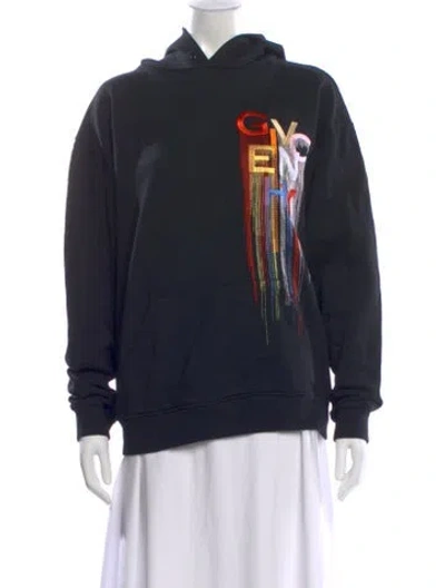 Pre-owned Givenchy Graphic Print Crew Neck Hoodie In Black