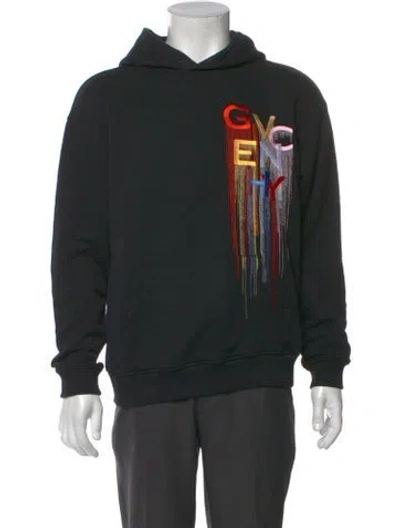 Pre-owned Givenchy Graphic Print Crew Neck Hoodie In Black
