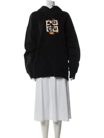 Pre-owned Givenchy Graphic Print Crew Neck Hoodie In Black