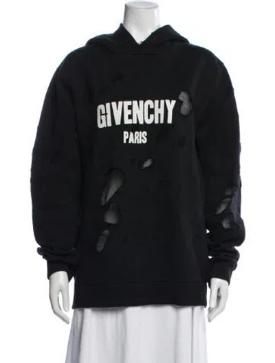 Pre-owned Givenchy Graphic Print Crew Neck Hoodie In Black