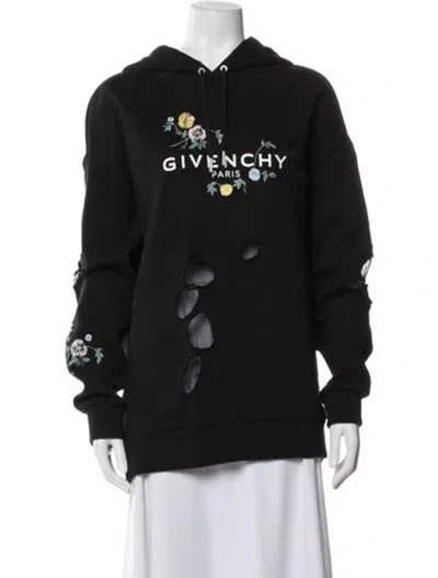 Pre-owned Givenchy Graphic Print Crew Neck Hoodie In Black