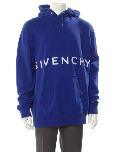 Pre-owned Givenchy Graphic Print Crew Neck Hoodie In Blue