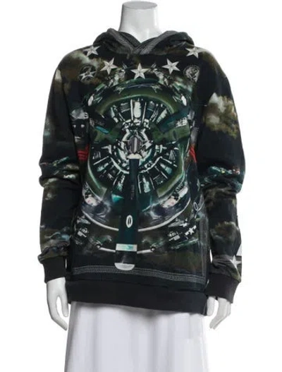 Pre-owned Givenchy Graphic Print Crew Neck Hoodie In Blue
