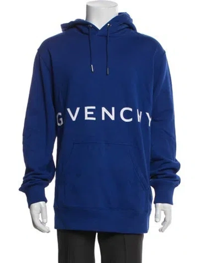 Pre-owned Givenchy Graphic Print Crew Neck Hoodie In Blue