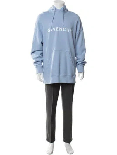 Pre-owned Givenchy Graphic Print Crew Neck Hoodie In Blue