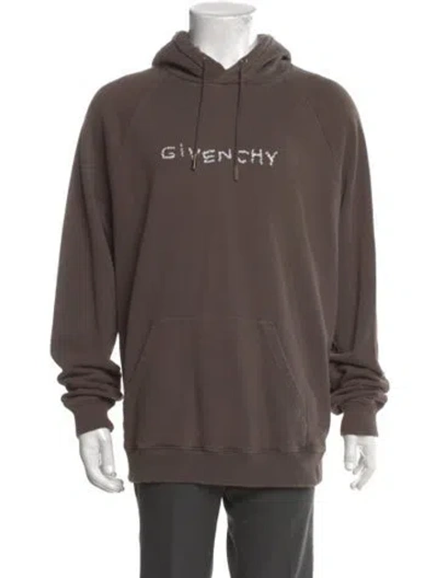 Pre-owned Givenchy Graphic Print Crew Neck Hoodie In Brown