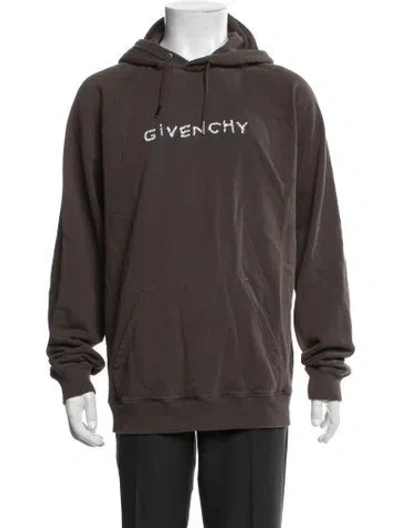 Pre-owned Givenchy Graphic Print Crew Neck Hoodie In Brown
