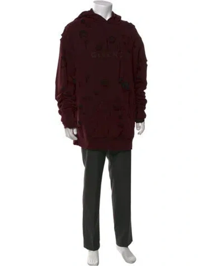 Pre-owned Givenchy Graphic Print Crew Neck Hoodie In Burgundy
