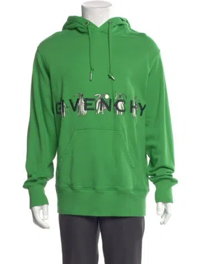 Pre-owned Givenchy Graphic Print Crew Neck Hoodie In Green