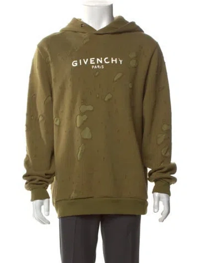 Pre-owned Givenchy Graphic Print Crew Neck Hoodie In Green
