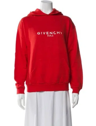 Pre-owned Givenchy Graphic Print Crew Neck Hoodie In Orange