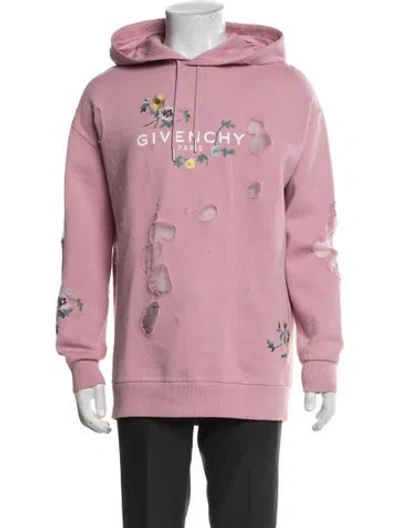 Pre-owned Givenchy Graphic Print Crew Neck Hoodie In Pink
