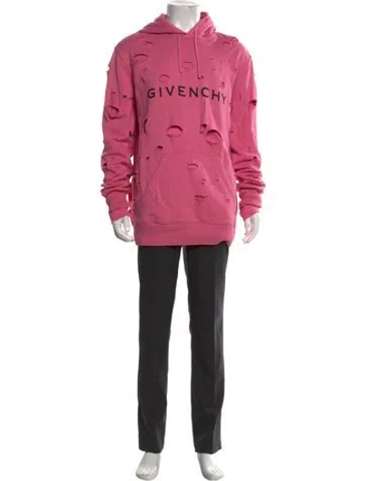 Pre-owned Givenchy Graphic Print Crew Neck Hoodie In Pink
