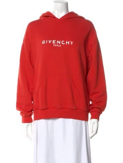 Pre-owned Givenchy Graphic Print Crew Neck Hoodie In Red