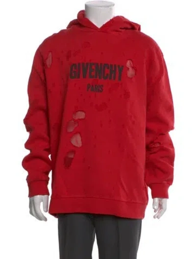 Pre-owned Givenchy Graphic Print Crew Neck Hoodie In Red