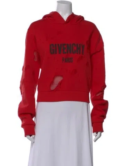 Pre-owned Givenchy Graphic Print Crew Neck Hoodie In Red