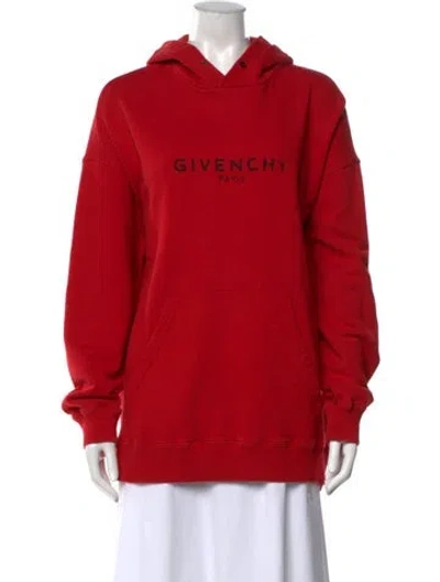 Pre-owned Givenchy Graphic Print Crew Neck Hoodie In Red