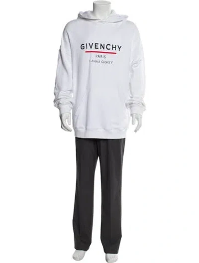 Pre-owned Givenchy Graphic Print Crew Neck Hoodie In White