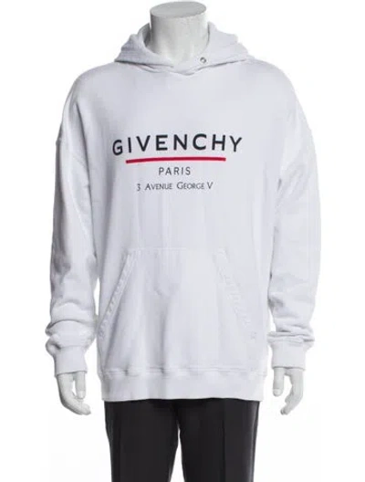 Pre-owned Givenchy Graphic Print Crew Neck Hoodie In White
