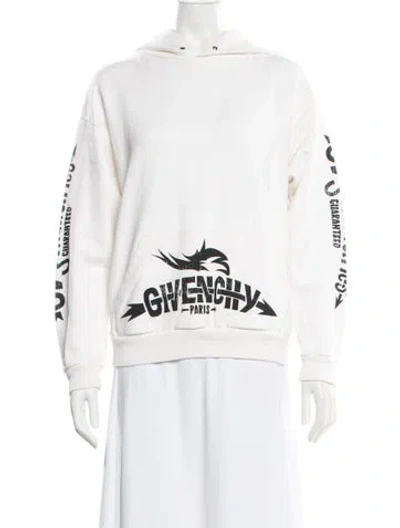 Pre-owned Givenchy Graphic Print Crew Neck Hoodie In White