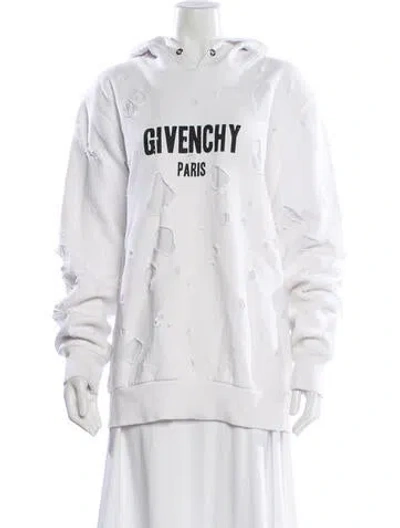 Pre-owned Givenchy Graphic Print Crew Neck Hoodie In White