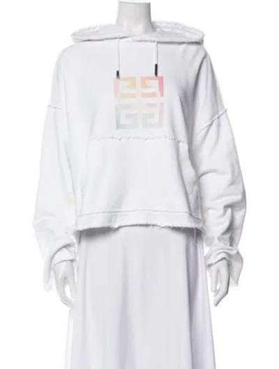 Pre-owned Givenchy Graphic Print Crew Neck Hoodie In White