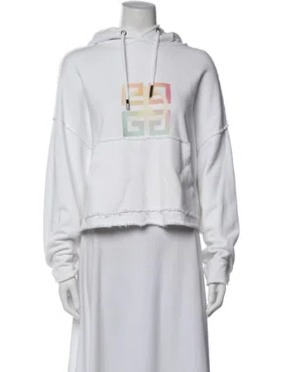 Pre-owned Givenchy Graphic Print Crew Neck Hoodie In White