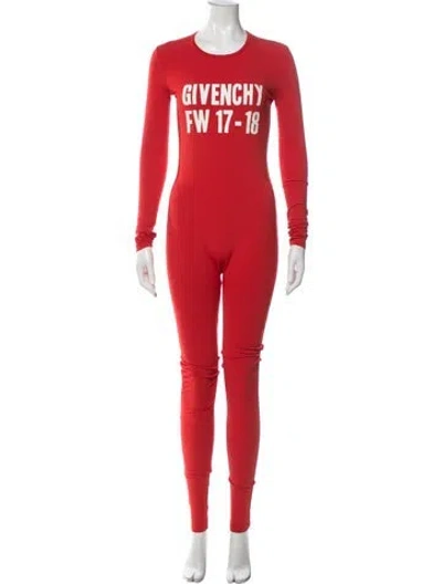 Pre-owned Givenchy Graphic Print Crew Neck Jumpsuit In Red