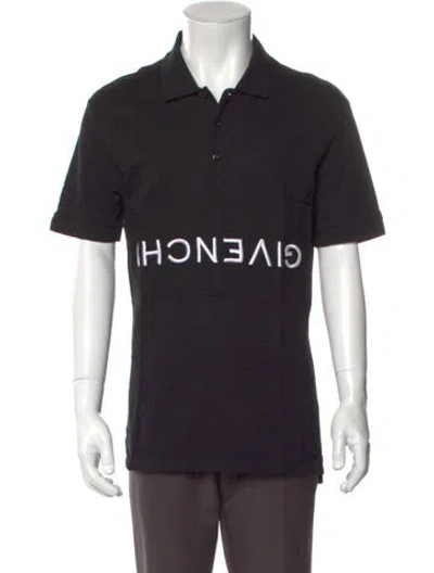 Pre-owned Givenchy Graphic Print Crew Neck Polo Shirt In Black