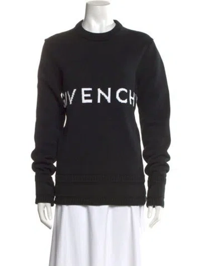 Pre-owned Givenchy Graphic Print Crew Neck Sweater In Black