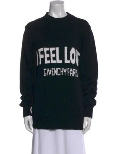 Pre-owned Givenchy Graphic Print Crew Neck Sweater In Black