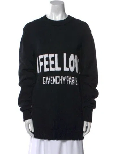Pre-owned Givenchy Graphic Print Crew Neck Sweater In Black