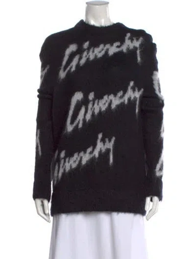 Pre-owned Givenchy Graphic Print Crew Neck Sweater In Black