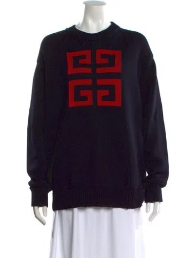 Pre-owned Givenchy Graphic Print Crew Neck Sweater In Black