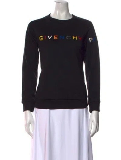 Pre-owned Givenchy Graphic Print Crew Neck Sweater In Black