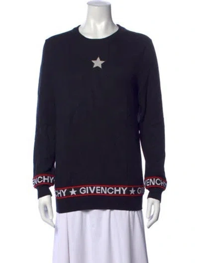 Pre-owned Givenchy Graphic Print Crew Neck Sweater In Black