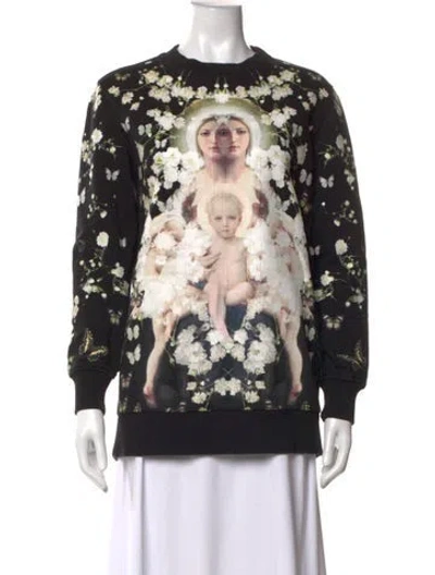 Pre-owned Givenchy Graphic Print Crew Neck Sweater In Black