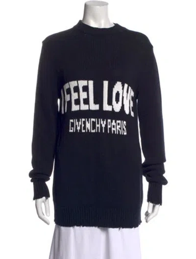 Pre-owned Givenchy Graphic Print Crew Neck Sweater In Black