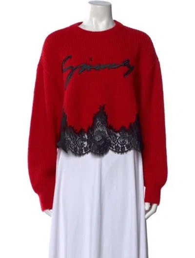 Pre-owned Givenchy Graphic Print Crew Neck Sweater In Red