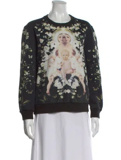 Pre-owned Givenchy Graphic Print Crew Neck Sweatshirt In Black