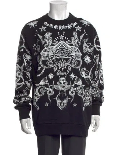 Pre-owned Givenchy Graphic Print Crew Neck Sweatshirt In Black