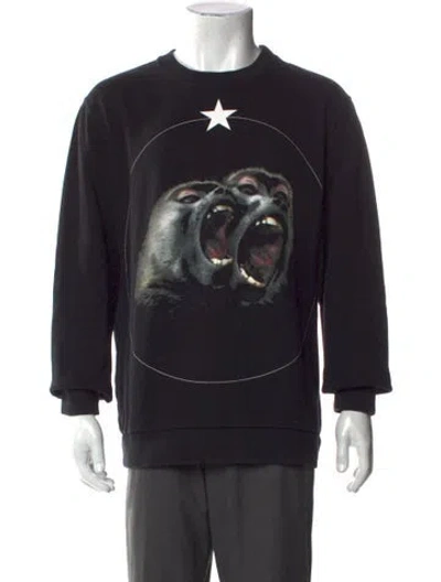 Pre-owned Givenchy Graphic Print Crew Neck Sweatshirt In Black