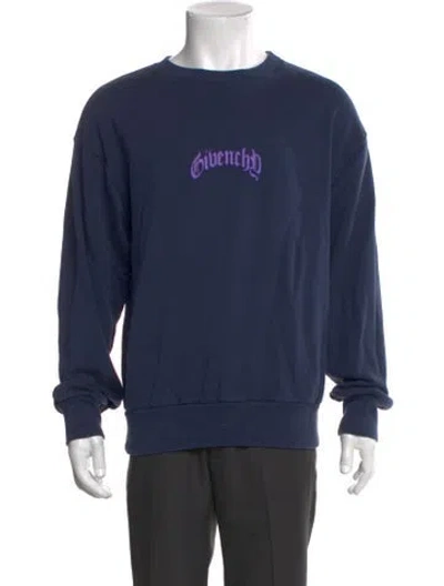 Pre-owned Givenchy Graphic Print Crew Neck Sweatshirt In Blue